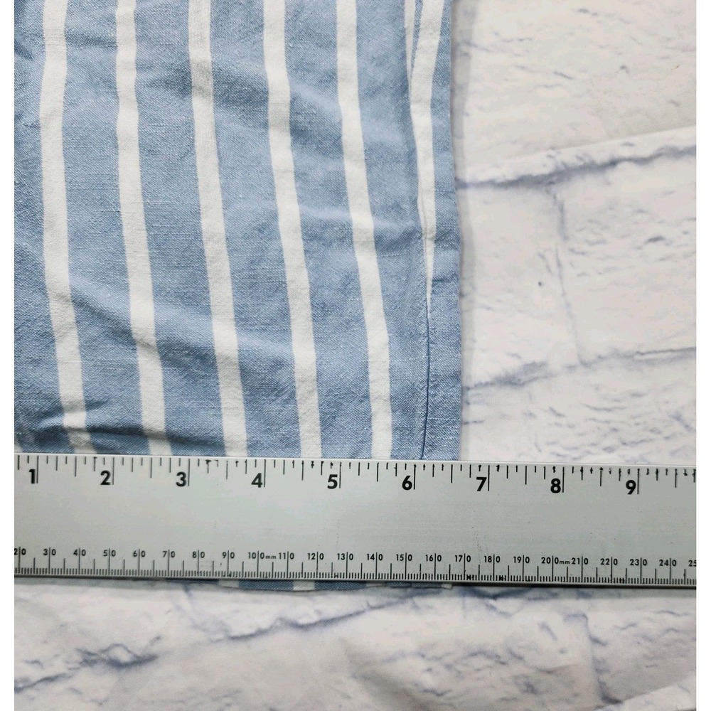Loft WOMENS SIZE S Paperbag Taper Pants Blue White Stripe Linen Blend Belted - Picture 3 of 10